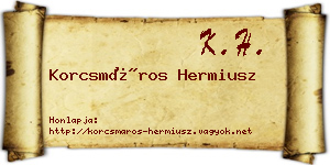 Korcsmáros Hermiusz névjegykártya